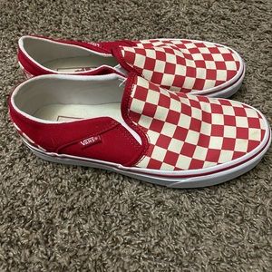Vans Red Checkered Slip-Ons